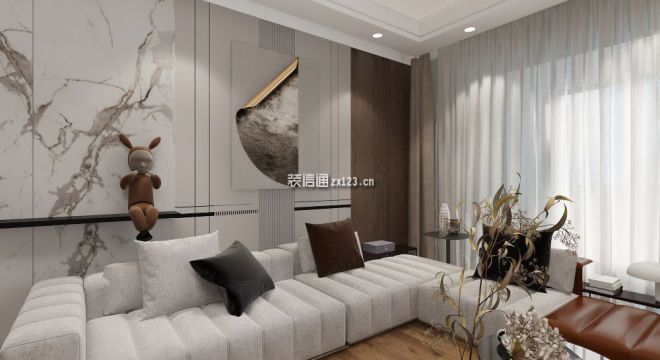 汉嘉国际社区127㎡轻奢三居室装修案例