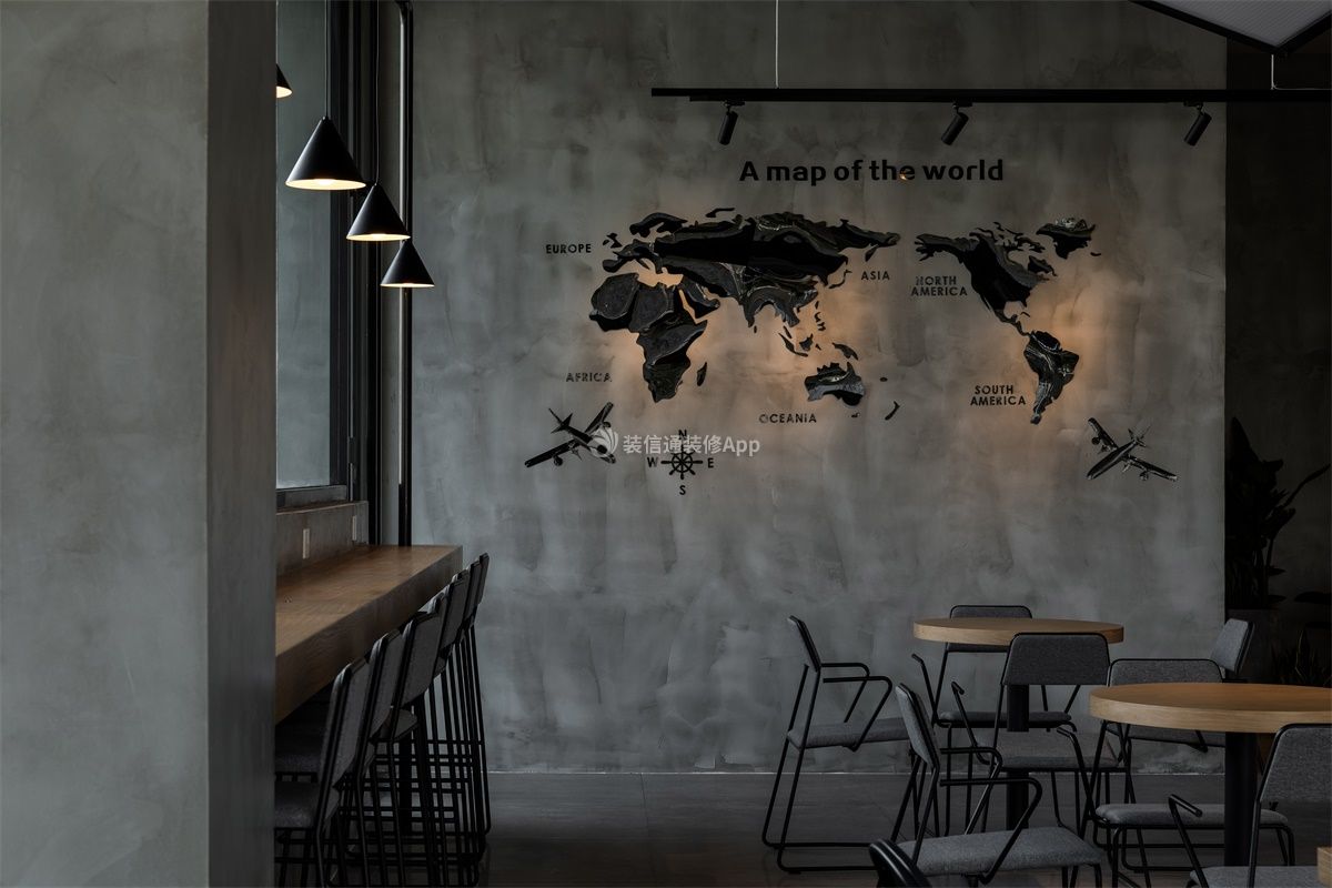 杭州140平米工业风咖啡厅背景墙装修设计图