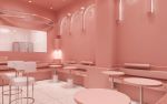 杭州300平米甜品店全粉色装修设计效果图