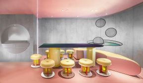 杭州300平米甜品店创意座椅设计装修效果图