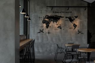 杭州140平米工业风咖啡厅背景墙装修设计图