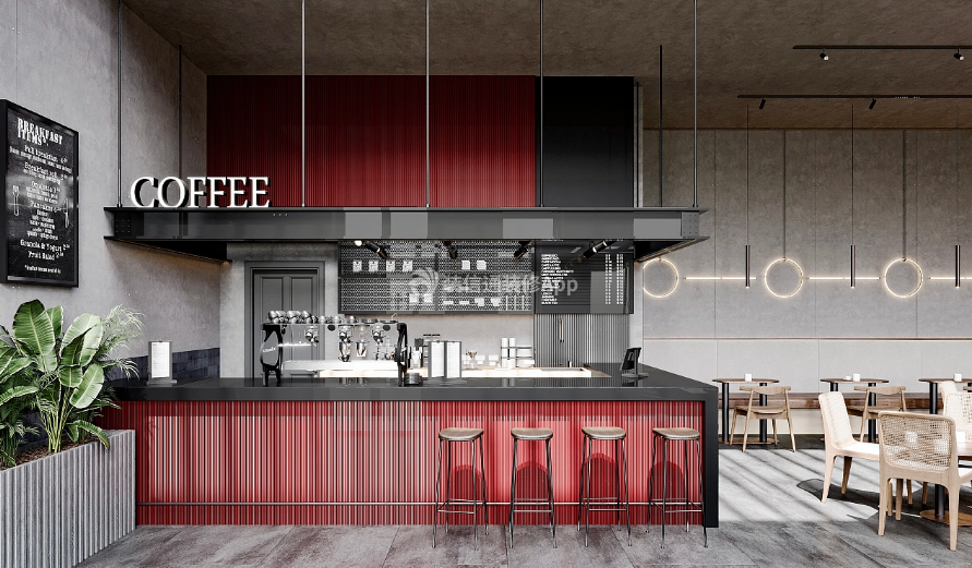杭州290平米咖啡馆吧台装修设计效果图
