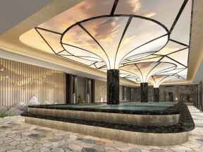 杭州1800平米洗浴中心公共浴场吊顶装修设计图