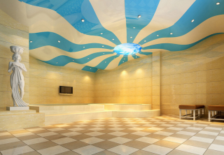 杭州1800平米洗浴中心浴池吊顶装修设计图