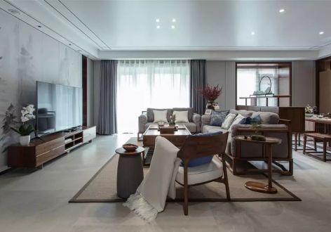 融创外滩壹号湾新中式风格146平米三居室装修案例