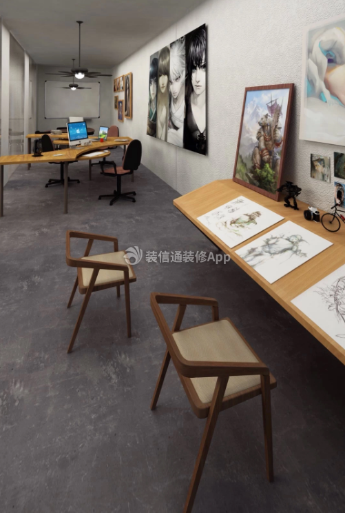 杭州美术工作室墙面装修设计效果图