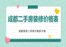 成都二手房裝修價格表，成都裝修二手房大概多少錢