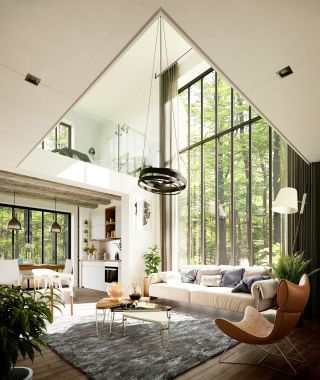 600平米现代欧式别墅客厅装修设计效果图
