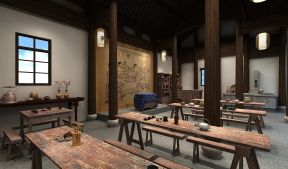 杭州470平米传统老茶馆室内背景墙装修效果图
