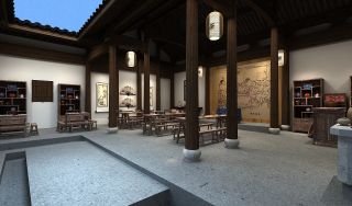 杭州470平米传统老茶馆装修设计效果图