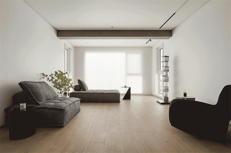 120平米现代住宅客厅极简装修设计效果图