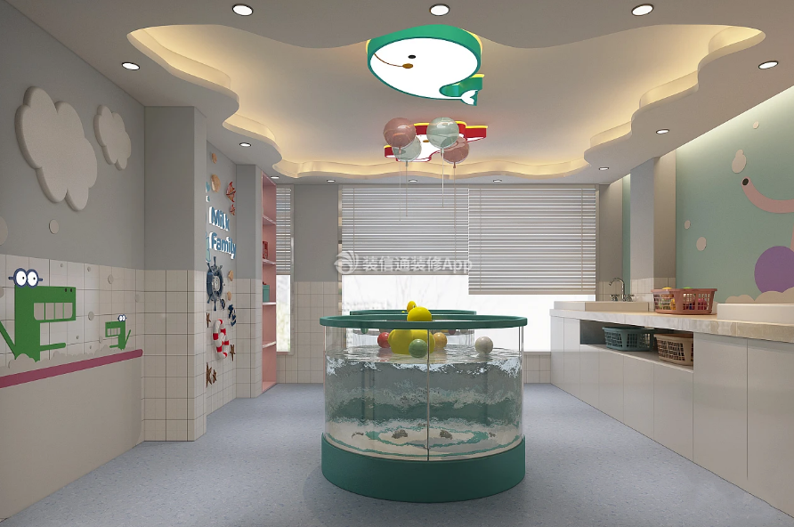 杭州180平米母婴店游泳区吊顶装修设计效果图
