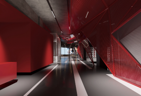 杭州900平米拳击馆室内走廊装修设计效果图