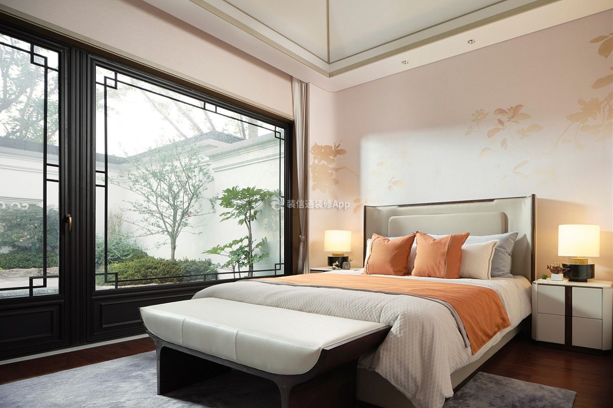 450平米新中式大平层室内卧室装修设计效果图