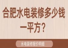 合肥水電裝修多少錢一平方？水電裝修報價明細