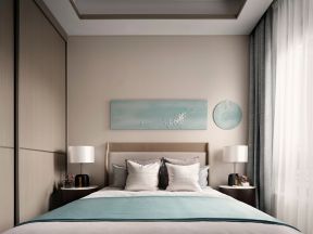新中式现代卧室装修效果图 卧室床头背景墙装饰