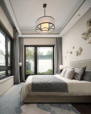 600平米平层新中式卧室装修设计效果图