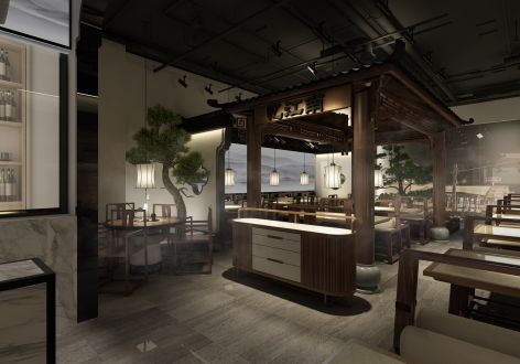 中餐厅850平中式风格装修设计案例