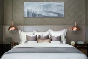 现代简约卧室床头设计装潢效果图