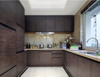 现代新中式厨房橱柜装潢设计效果图