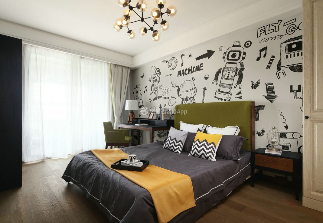 2023现代卧室创意背景墙装修设计效果图
