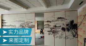 [西安福美晟閣裝飾]電動中軸旋轉(zhuǎn)隔斷門行政廳活動隔墻辦公會議室自動折疊移動控制墻