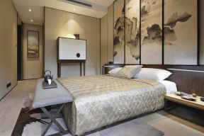 奢华新中式装修效果图 新中式卧室背景墙图片