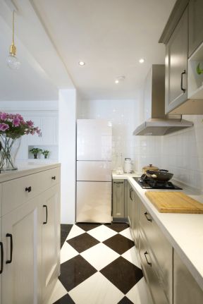 北欧混搭风格公寓室内厨房地板装潢效果图