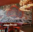 广州国潮餐饮店大厅背景墙装修设计效果图