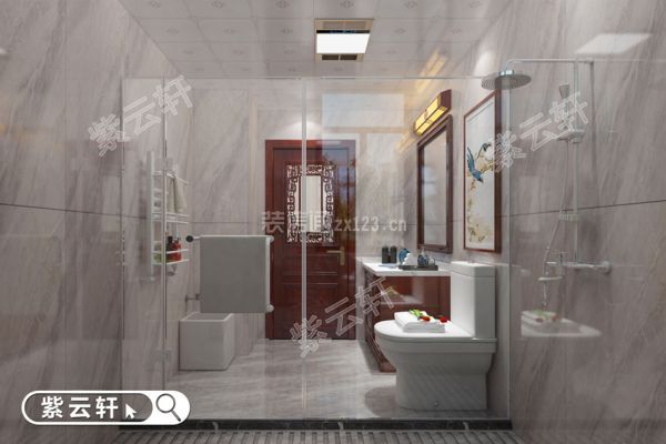 别墅卫浴室中式装修图
