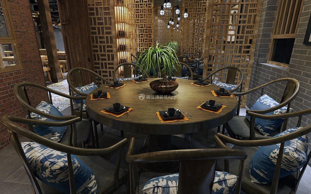 广州中式餐厅包间桌椅装修效果图