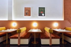 广州小型餐厅卡座灯饰装修设计效果图