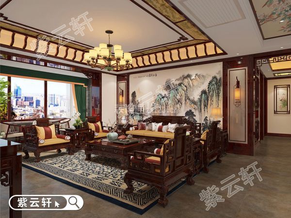中式别墅室内客厅设计图