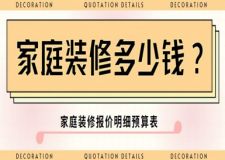 家庭裝修多少錢?家庭裝修報價明細預(yù)算表