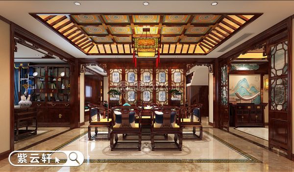 中式别墅古典装修 茶室