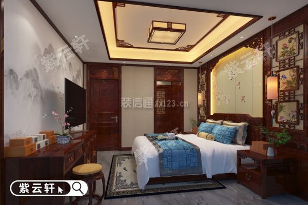 中式住宅卧室装修图