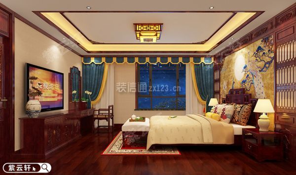 中式设计别墅 卧室