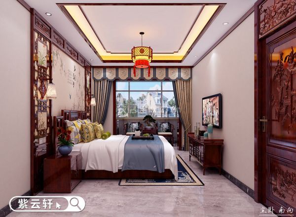 中式别墅设计 主卧室