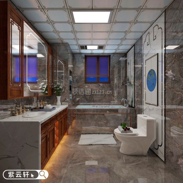 卫浴室中式装修设计图