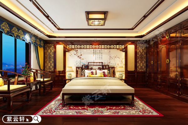 中式别墅装修设计 主卧室