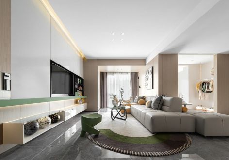 鲁能泰山七105㎡二居室现代风格装修案例
