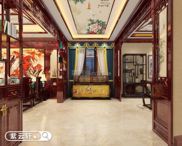 中式别墅装修 门厅