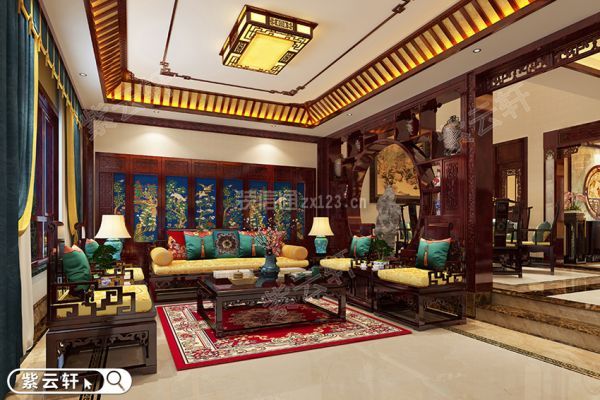 中式别墅室内设计 客厅