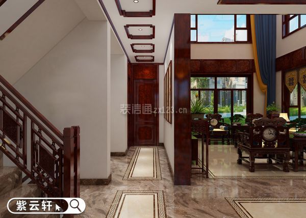 中式别墅装修设计案例 走廊
