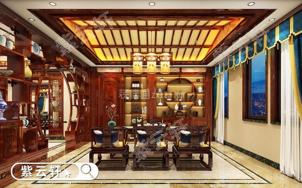 中式别墅装修设计案例 茶室