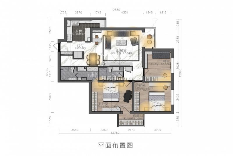 熙城国际120㎡现代风格装修案例