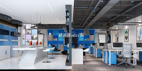 深圳IT·BLUE办公室现代风格100㎡设计方案