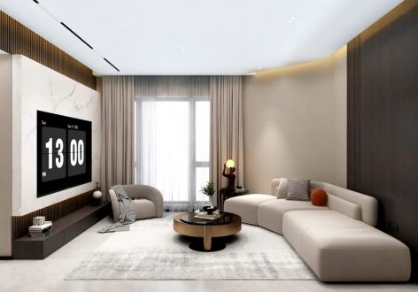 中信城开山河赋120平三居室现代风格装修案例