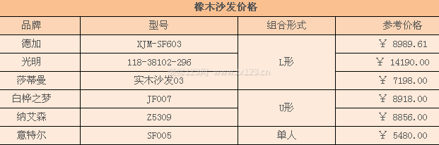 橡木沙发价格