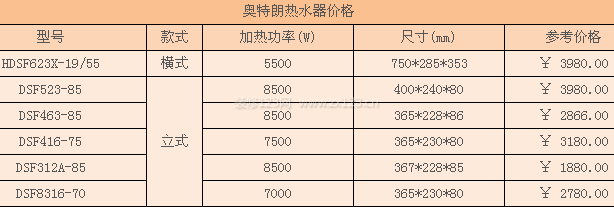 奧特朗熱水器價(jià)格